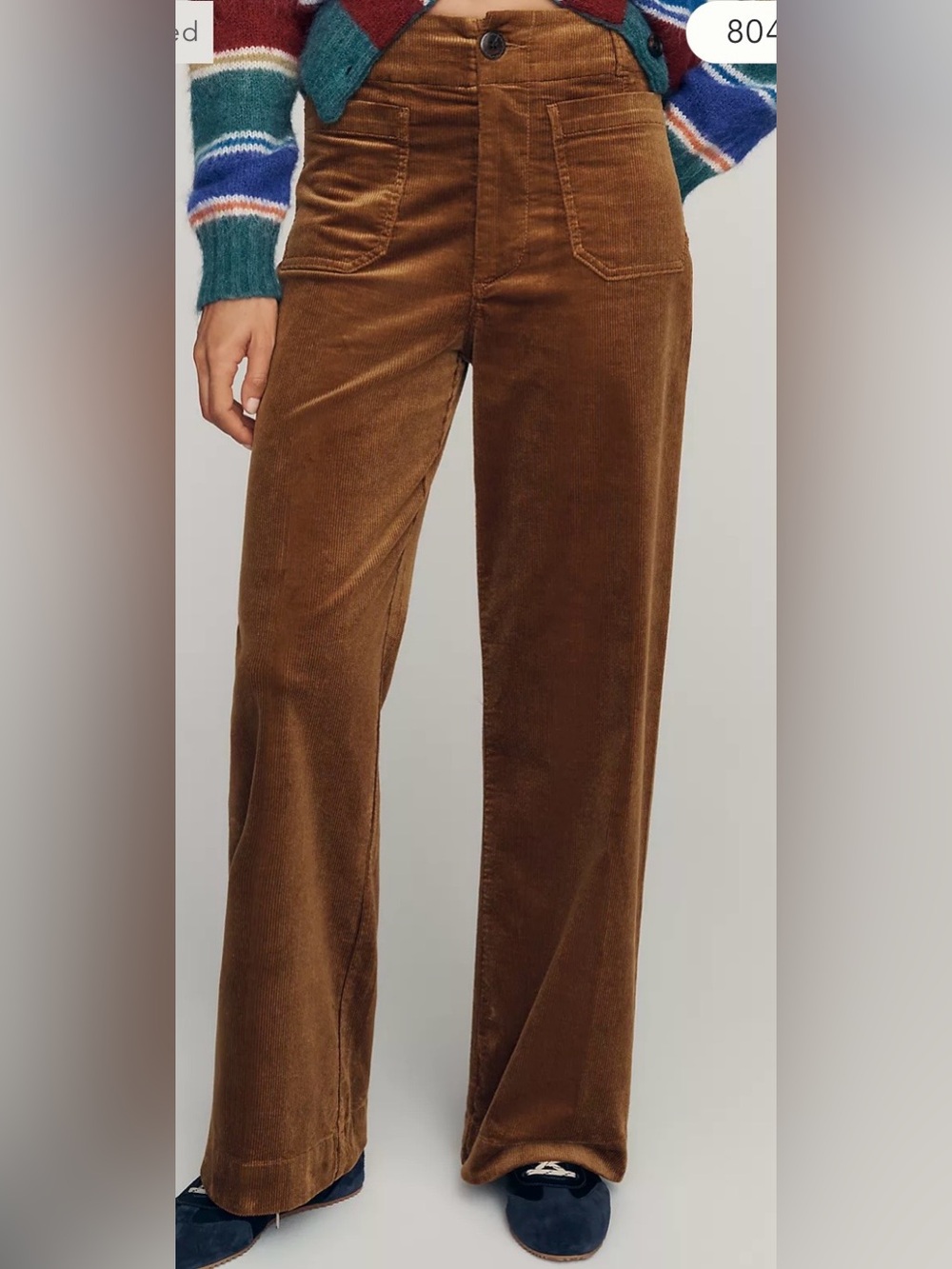 Anthropologie Maeve Collette Camel Corduroy Full Length Wide Leg Pants Women 29 - Picture 13 of 14